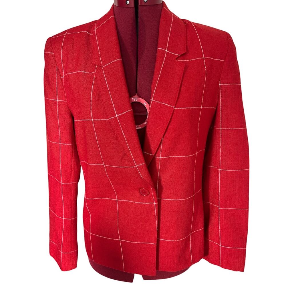 City‎ Girl Vintage Women’s Size 5/6 Red & White Striped One Button Blazer Jacket